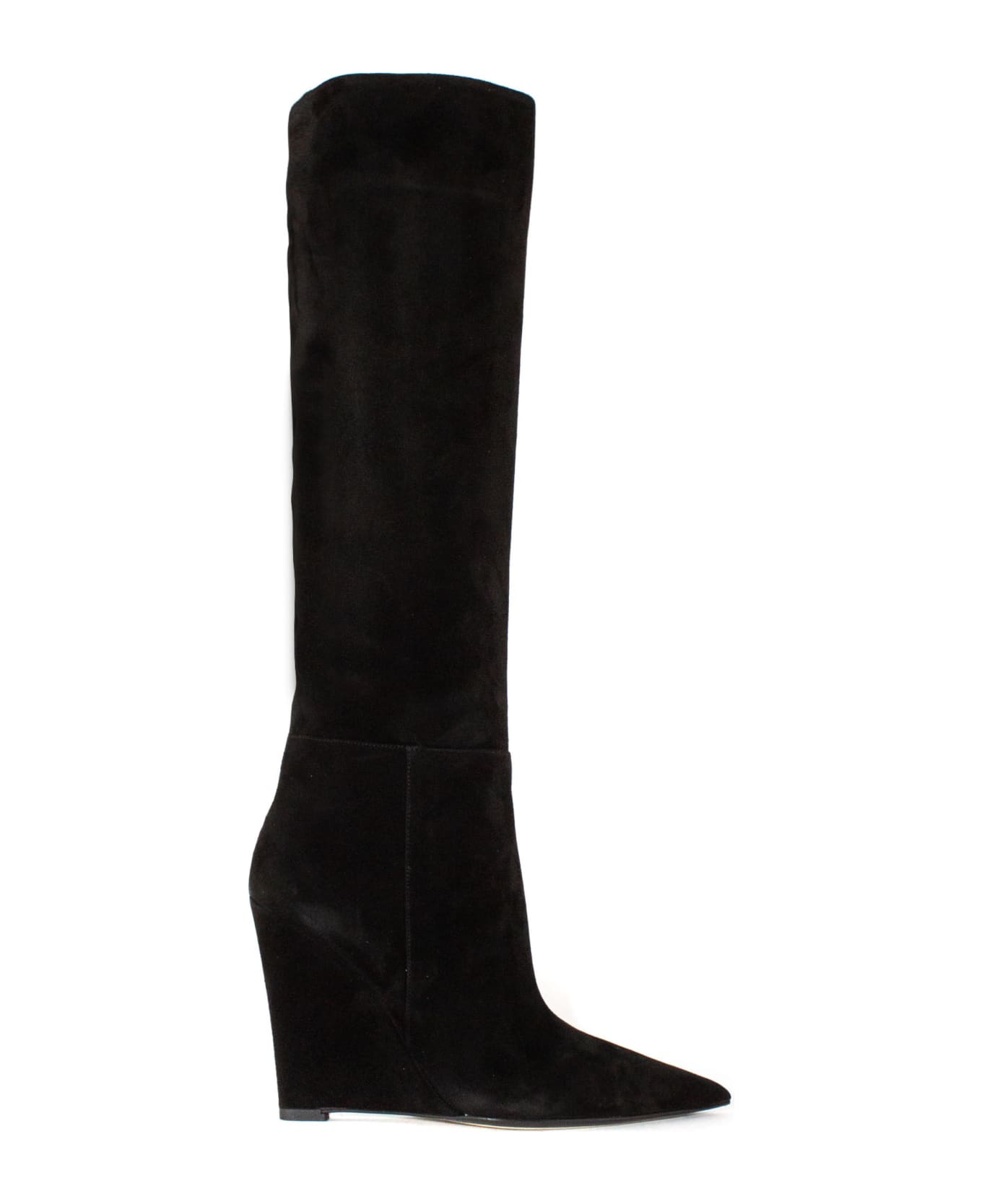 Alevì Black Suede Knee-high Boots - Black