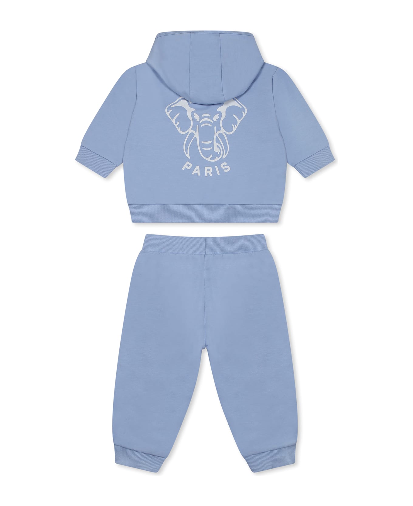 Kenzo Kids Light Blue Suit For Baby Boy With Elephant And Logo - Light Blue