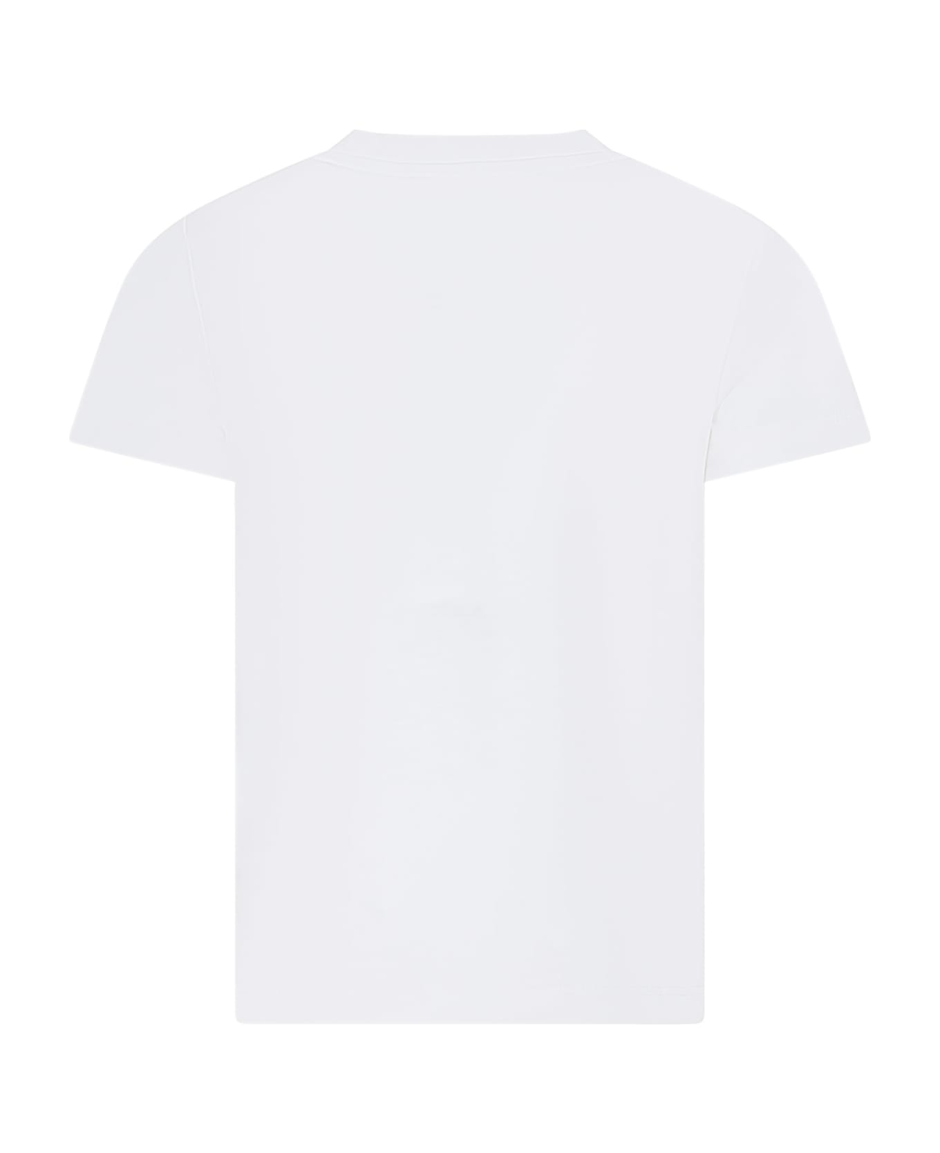 Versace White T-shirt For Girl With Medusa Print - White