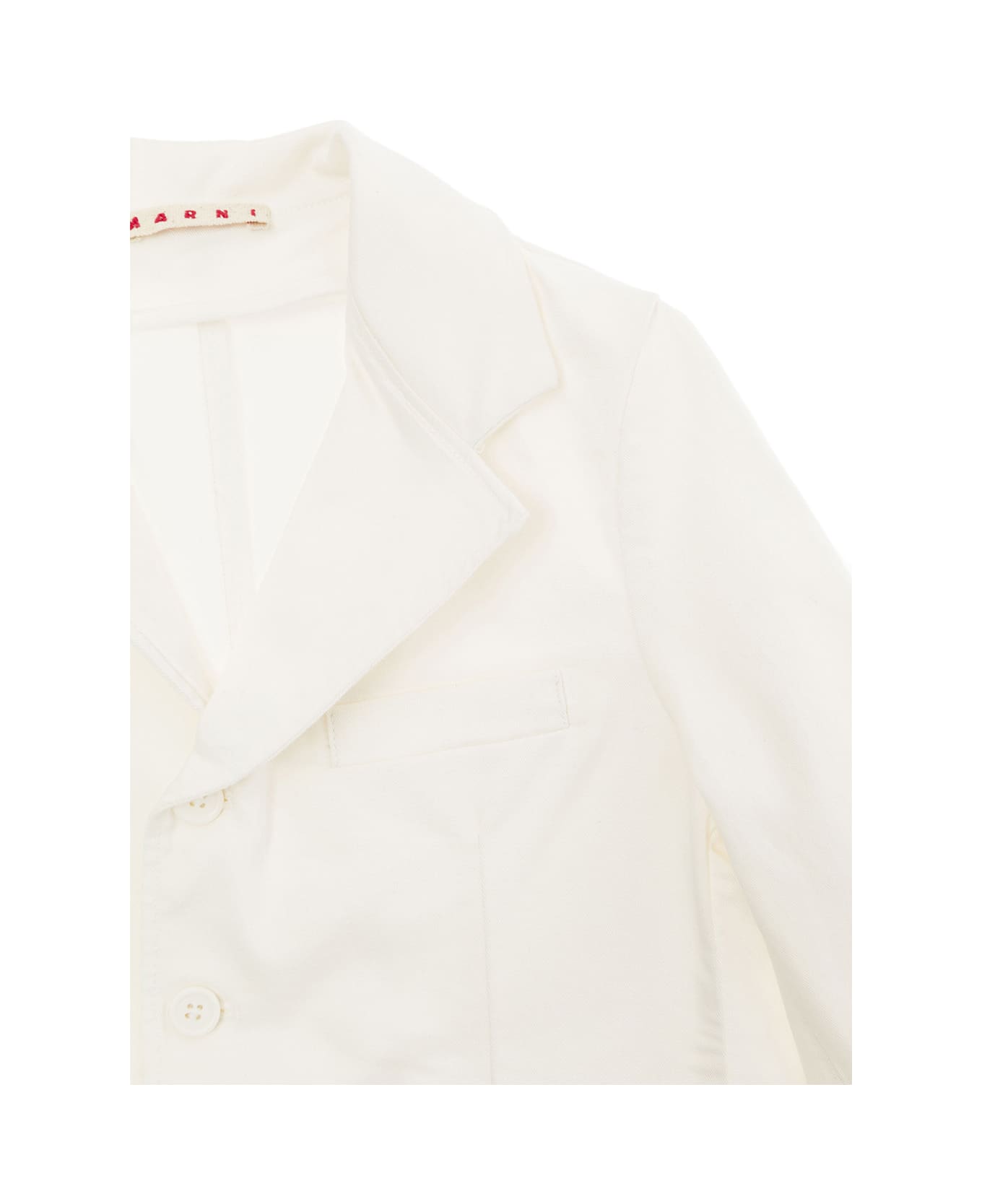 marni jacket White Single-breasted Jacket With Notched Revers In Stretch Cotton Girl - White