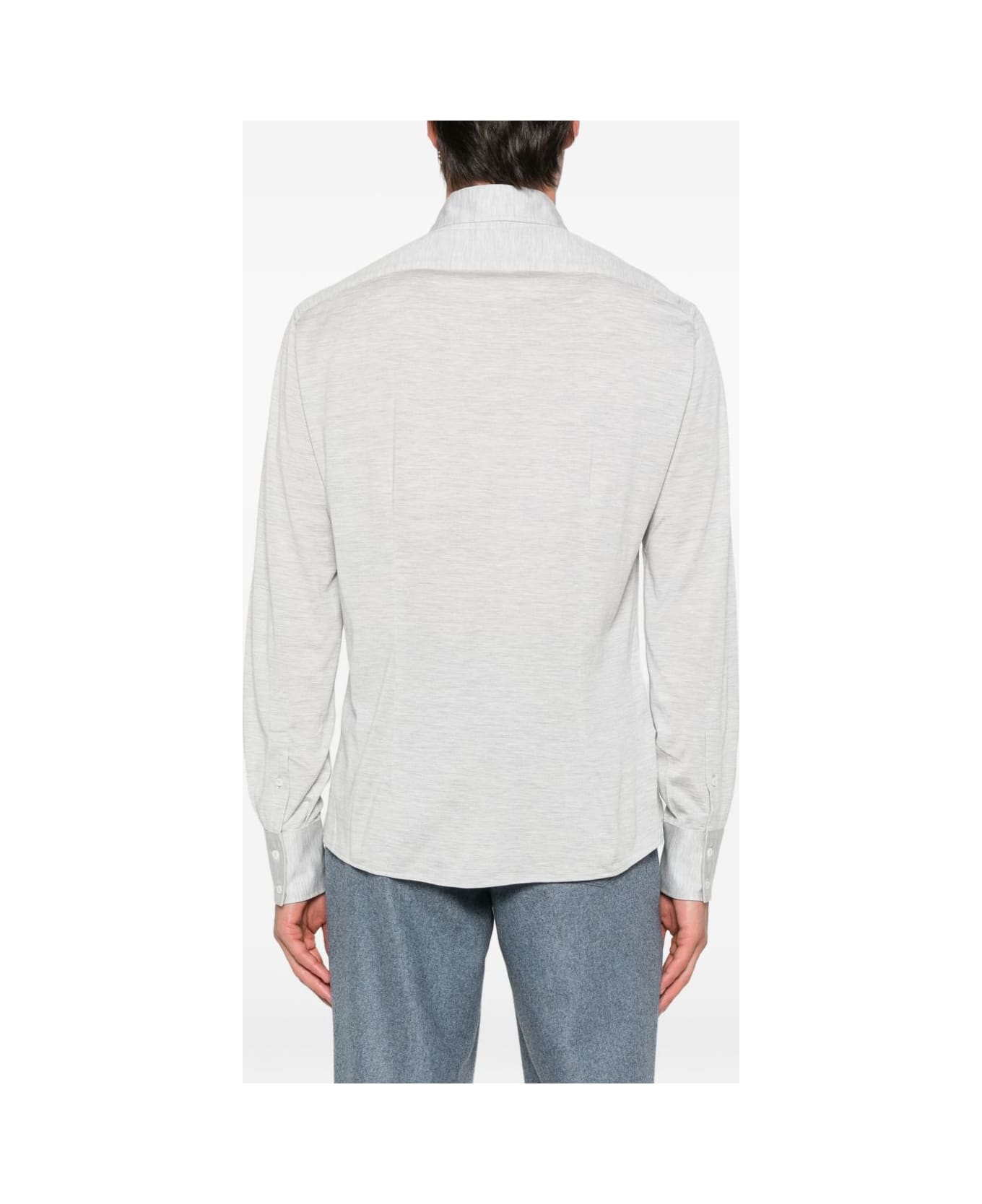 Brunello Cucinelli Silk And Cotton Blend Shirt - Light Grey