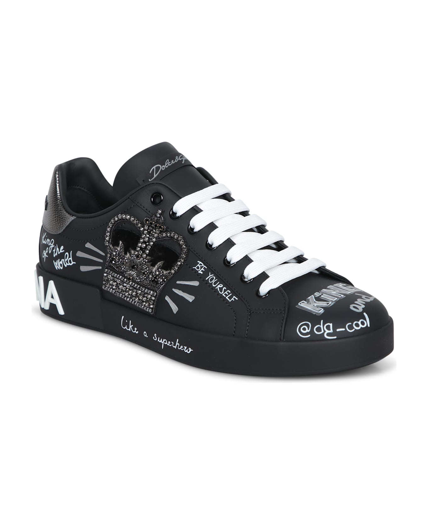 Dolce 
Gabbana Portofino Black-silver Sneakers - Black / Silver