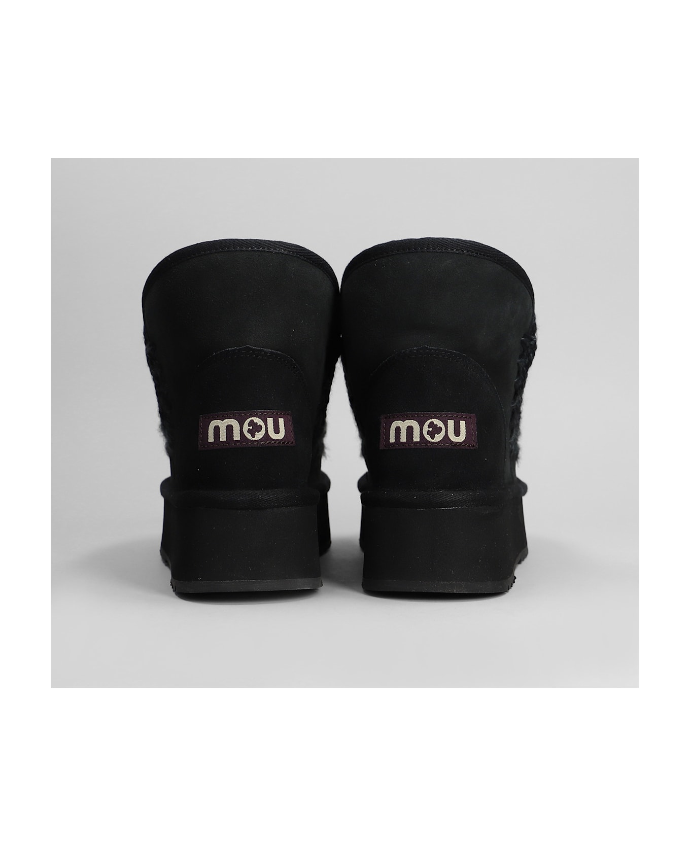 Mou Mini Eskimo Platform High Heels Ankle Boots In Black Suede - Black