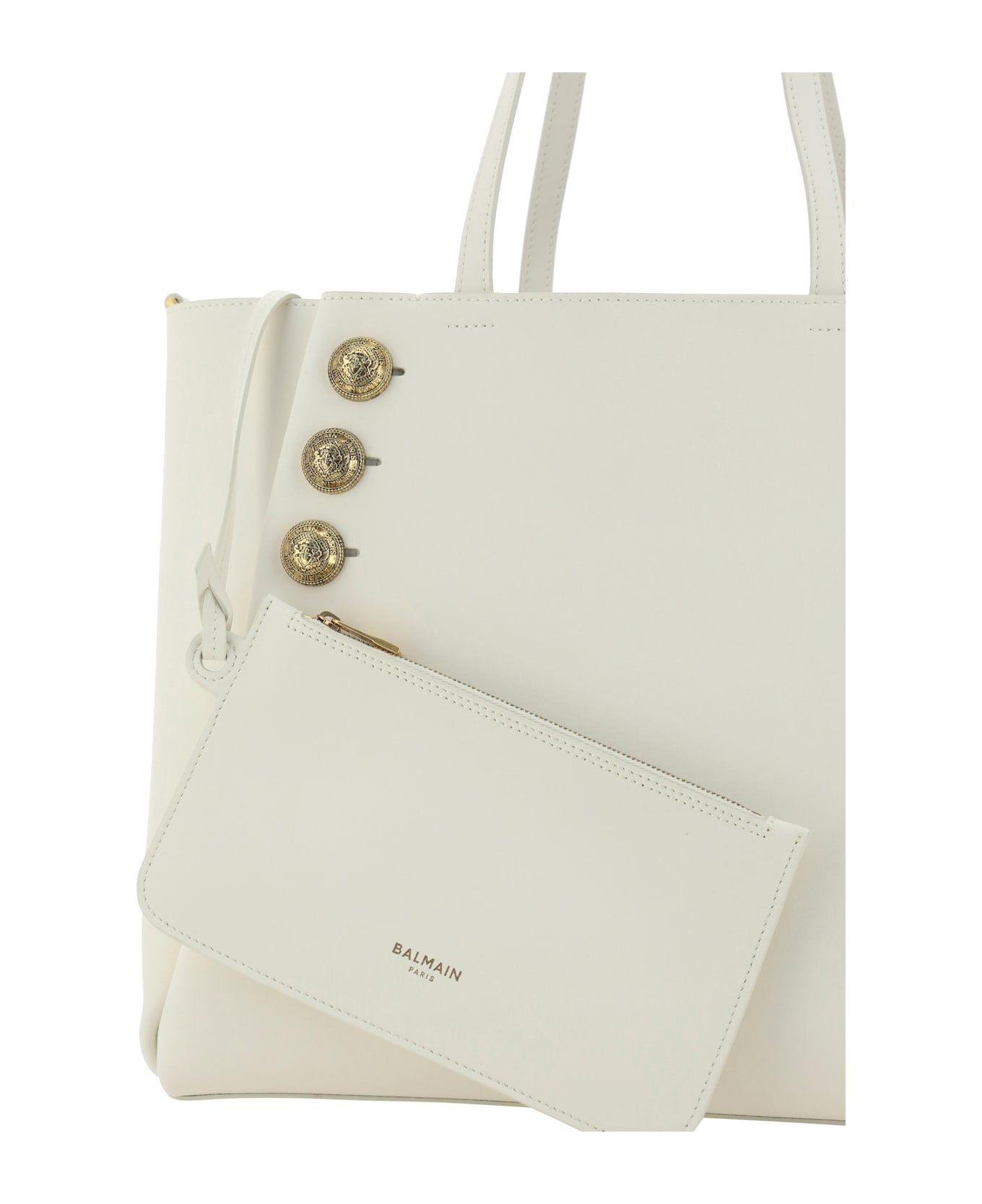 Balmain Emblème Shoulder Bag - Creme