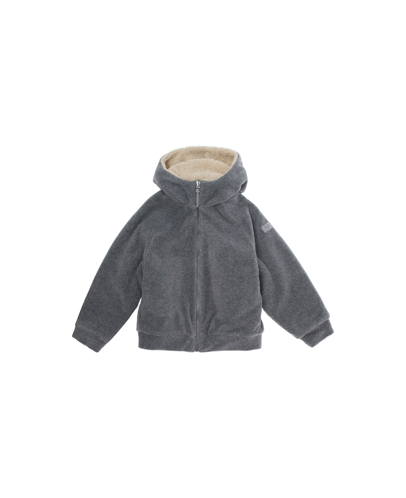 Il Gufo Grey Hoodie With Logo Patch In Soft Fabric Boy - Grey