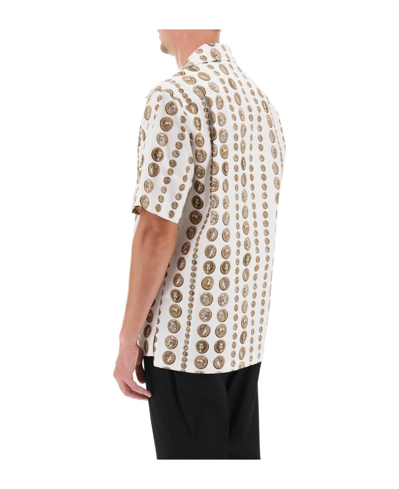 Dolce & Gabbana Coin Print Short Sleeve Shirt - MONETE FDO BCO NAT (White)