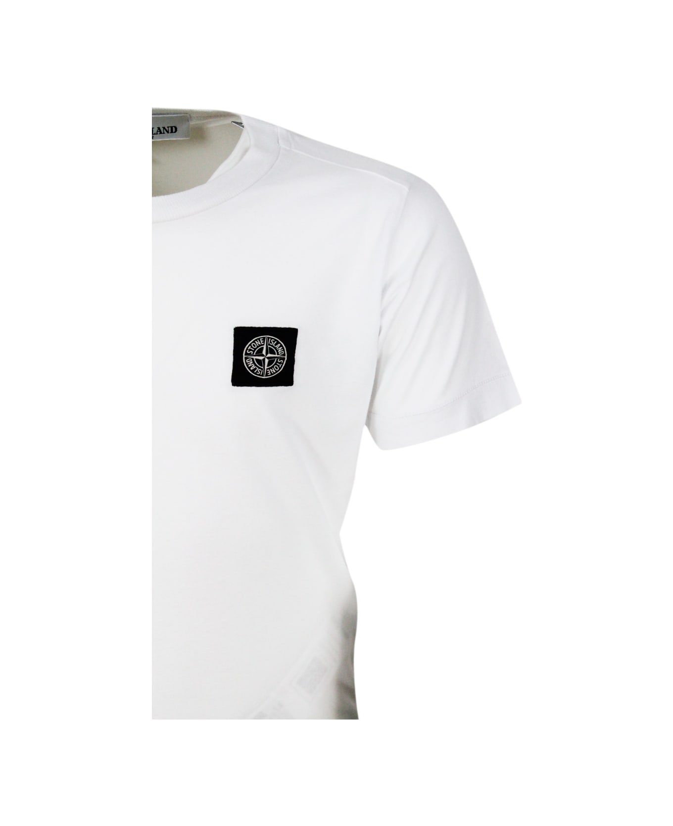 Stone Island 100% Cotton Short Sleeve Crew Neck T-shirt With Logo On The Chest - White Tシャツ＆ポロシャツ