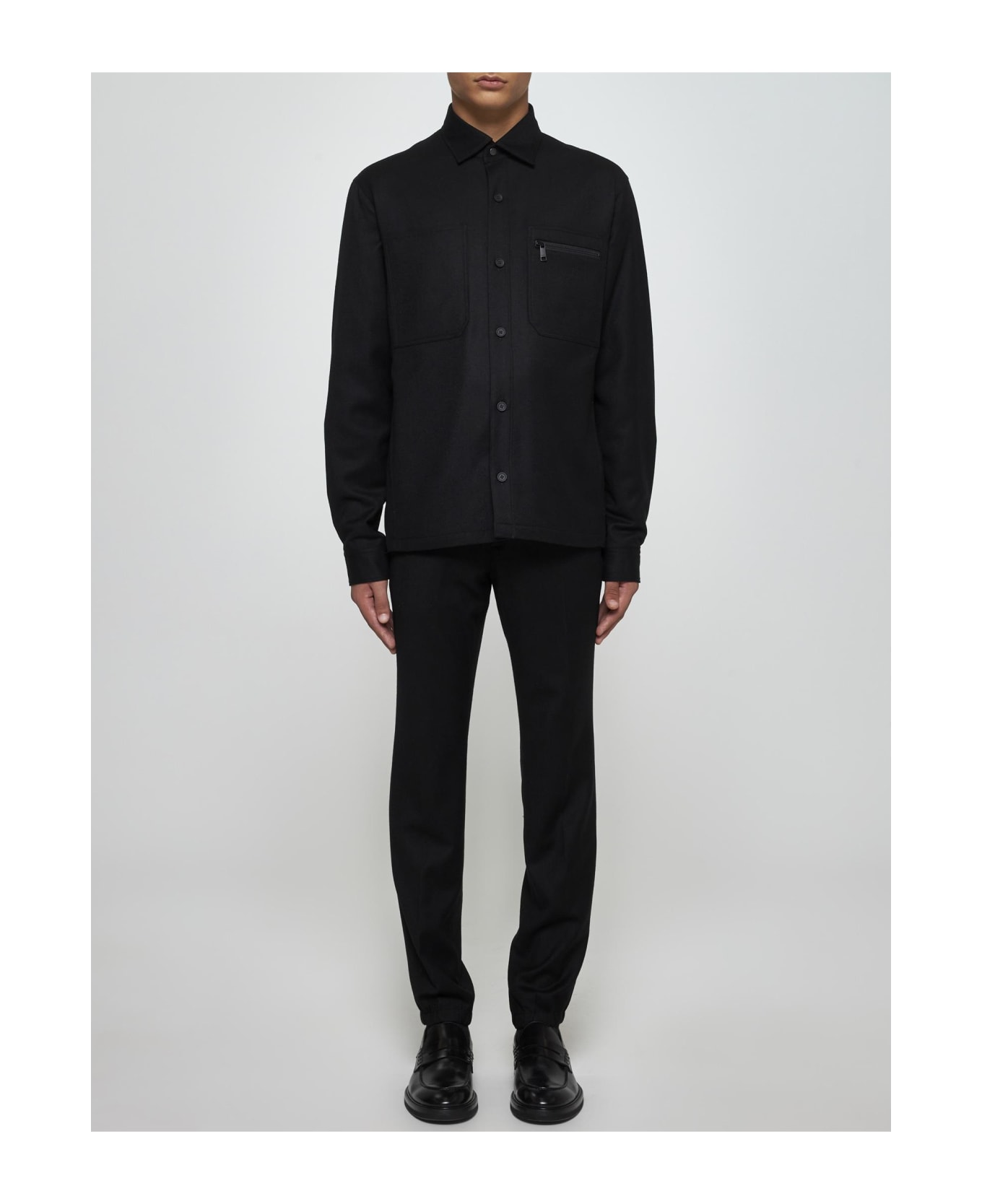 Zegna Techno-merino Overshirt - Black