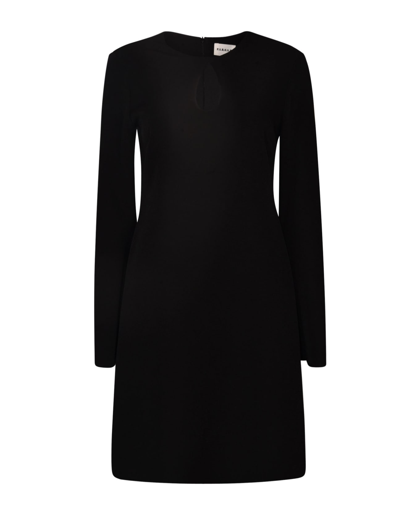 Parosh Keyhole Detail Flare Hem Short Dress - Black