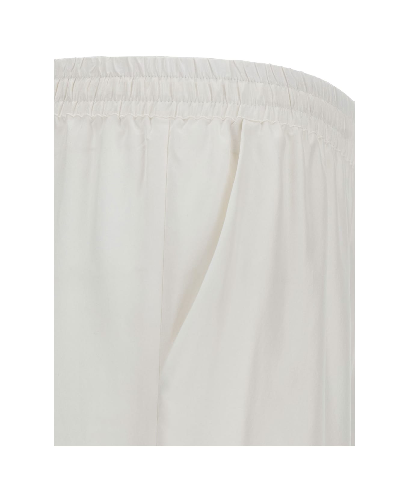 Parosh White Loose Pants With Drawstring In Silk Woman - White