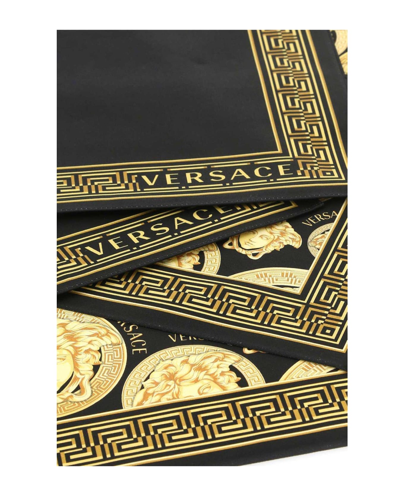 Versace Medusa Logo-printed Set Of Two Napkins - BLACK/GOLD クロス＆ナプキン