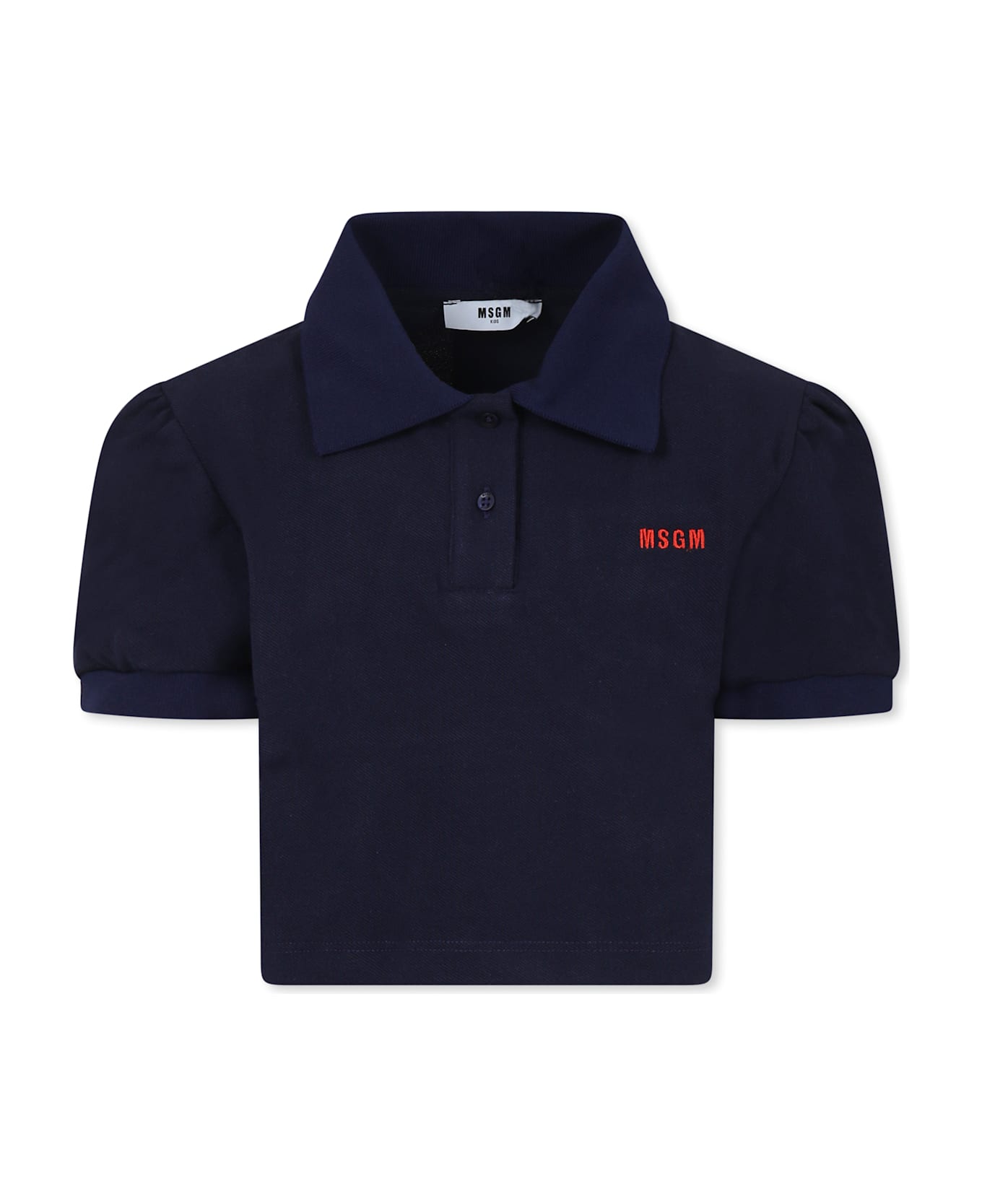 MSGM Blue Polo Shirt For Girl With Logo - Blue