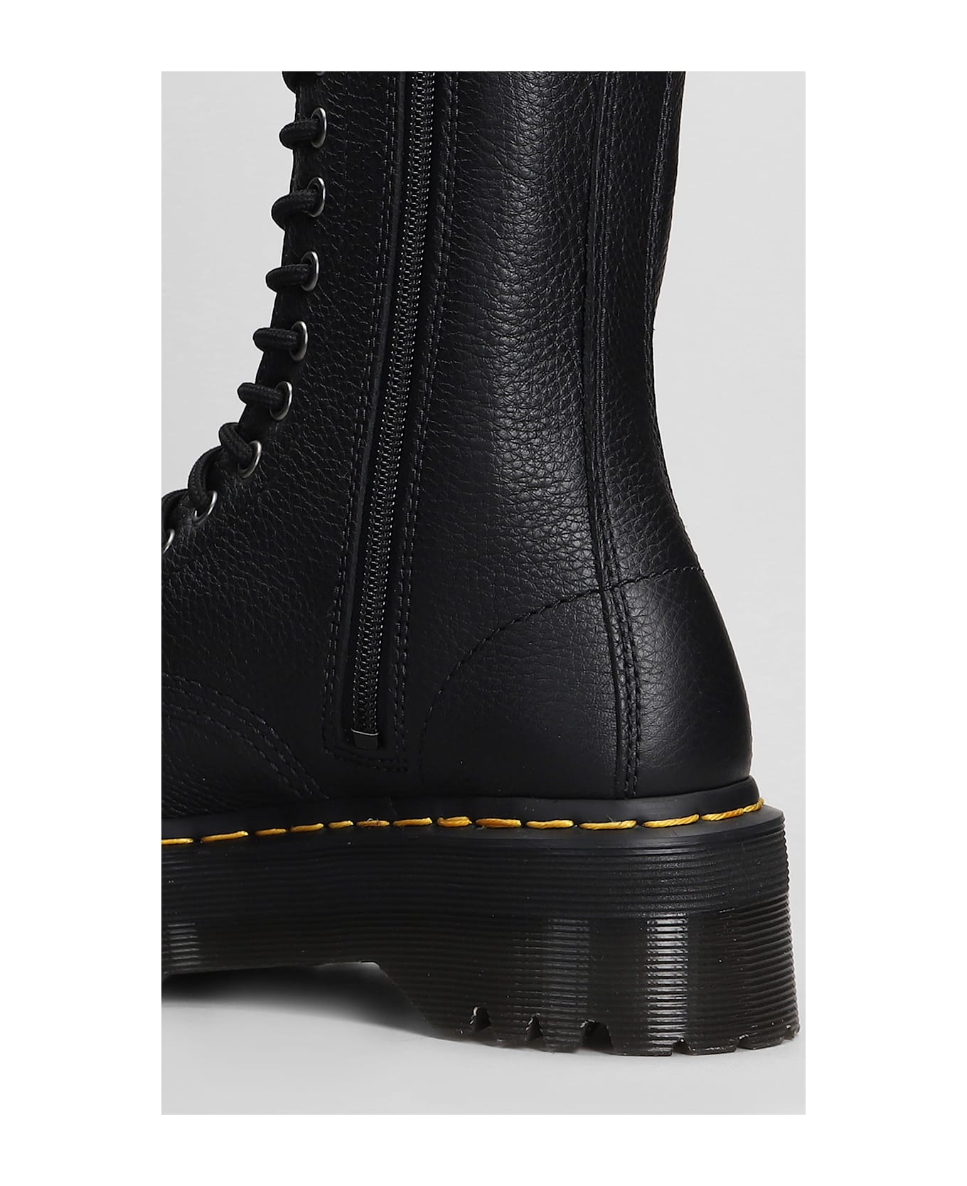 Dr. Martens 1b99 Quad Combat Boots In Black Leather - black