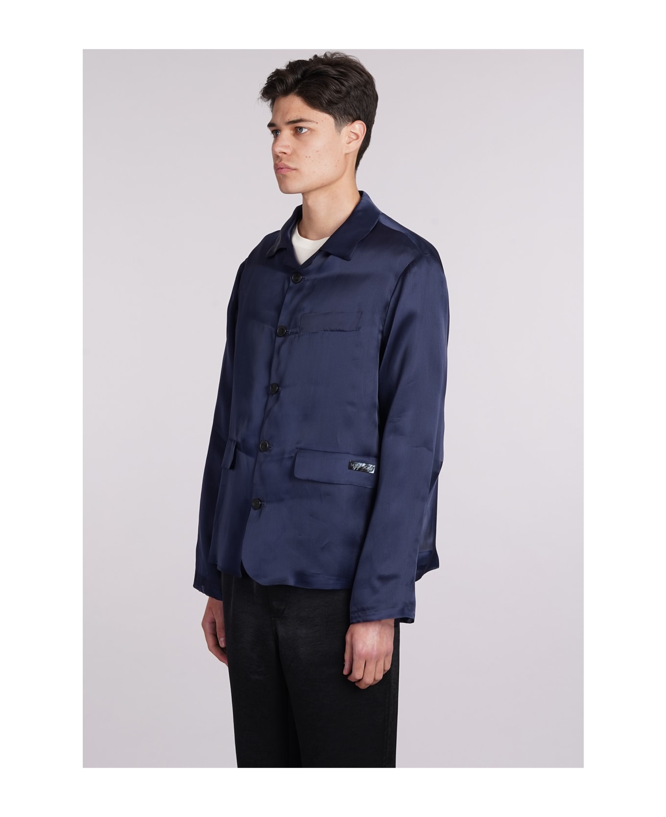 4sdesigns Casual Jacket In Blue Silk - blue