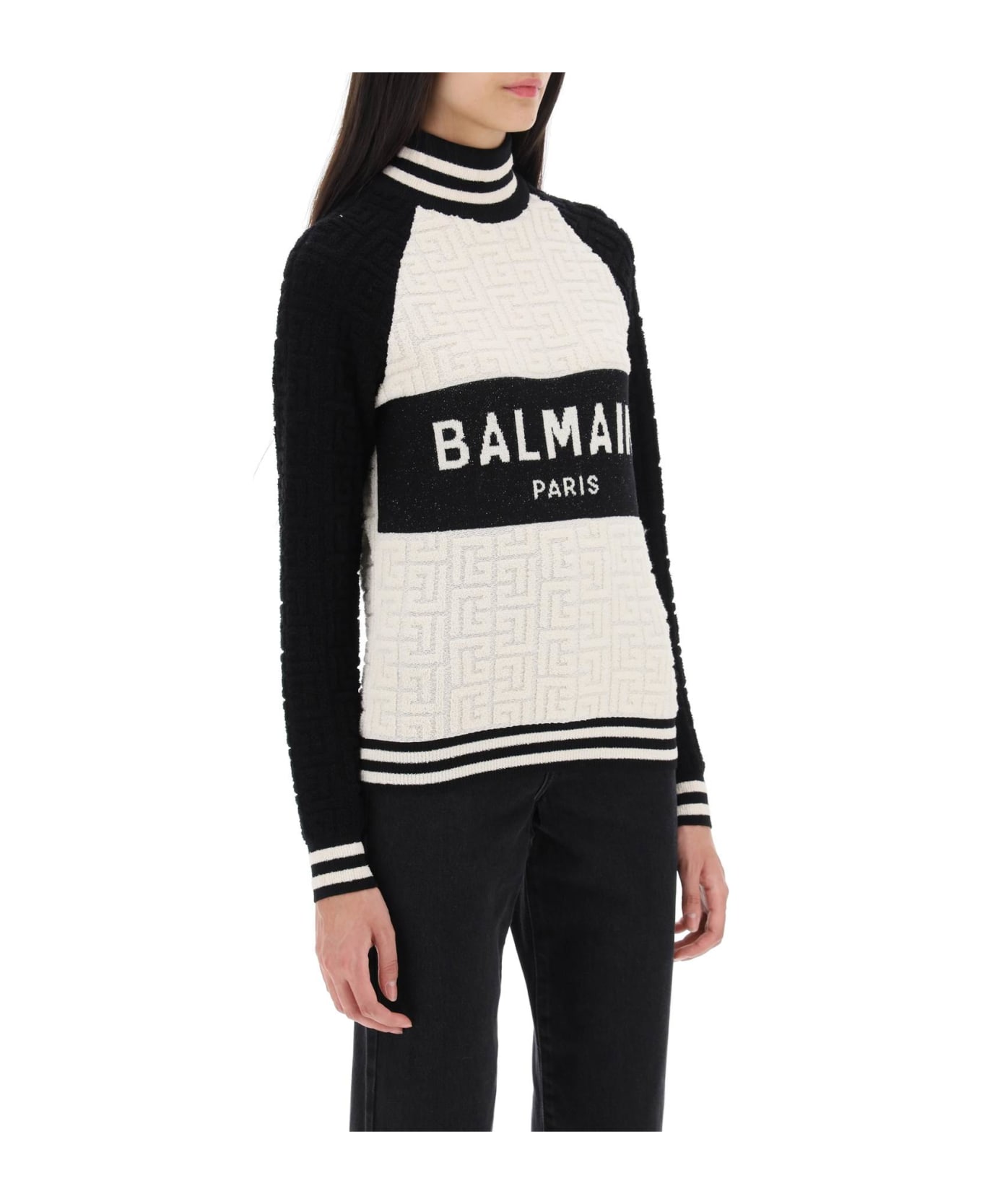 Balmain Turtleneck Sweater - NATUREL NOIR (White)