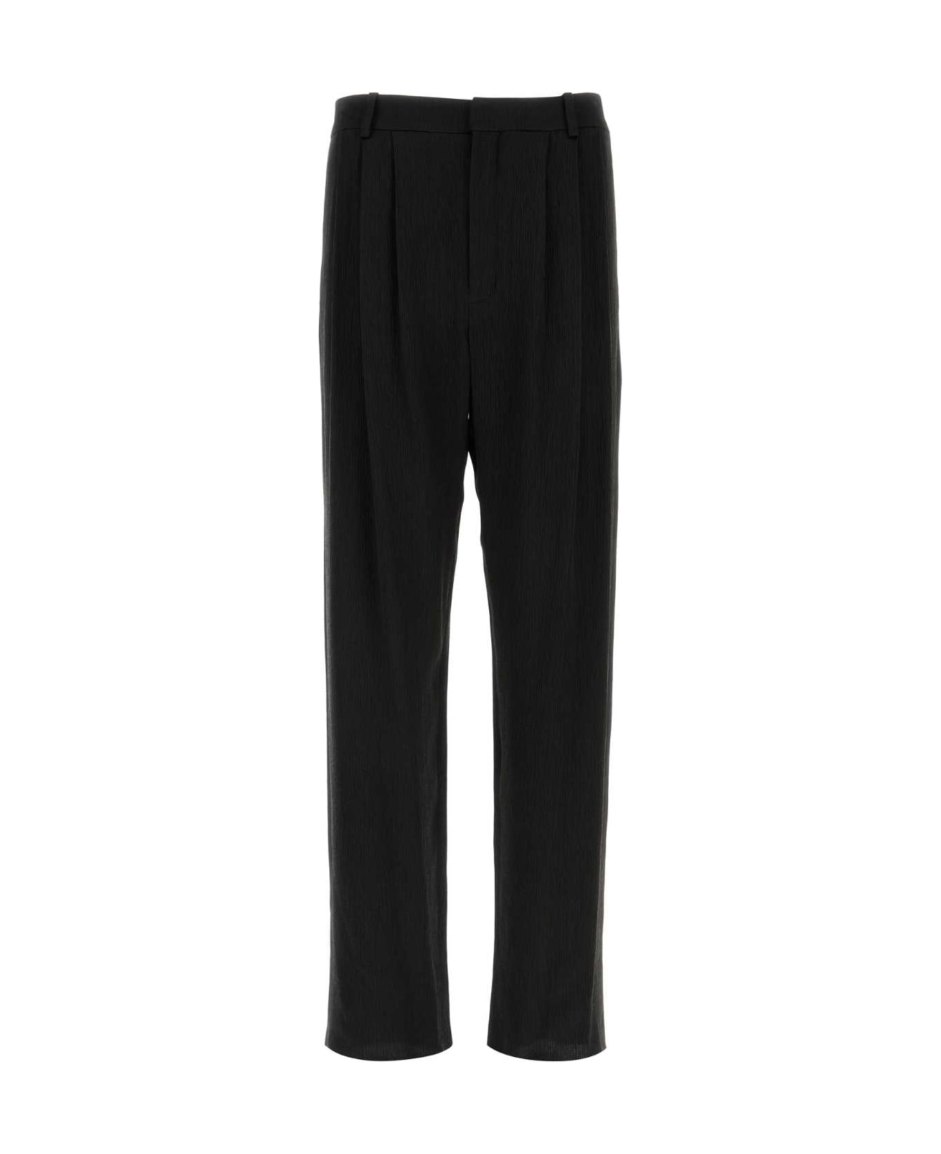 Saint Laurent Black Crepe Wide-leg Pant - NERO