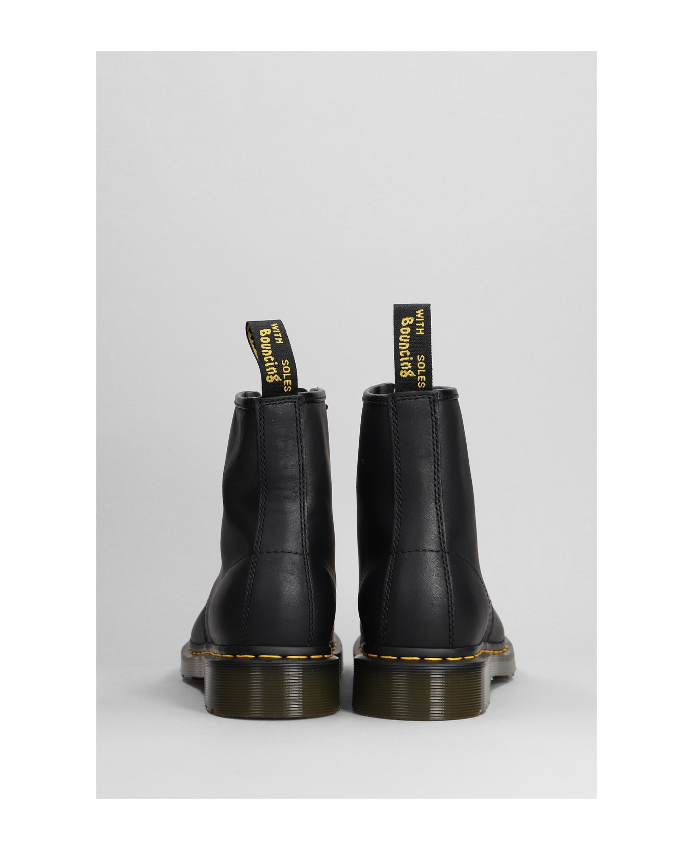 Dr. Martens 1460 Greasy Combat Boots In Black Leather - black