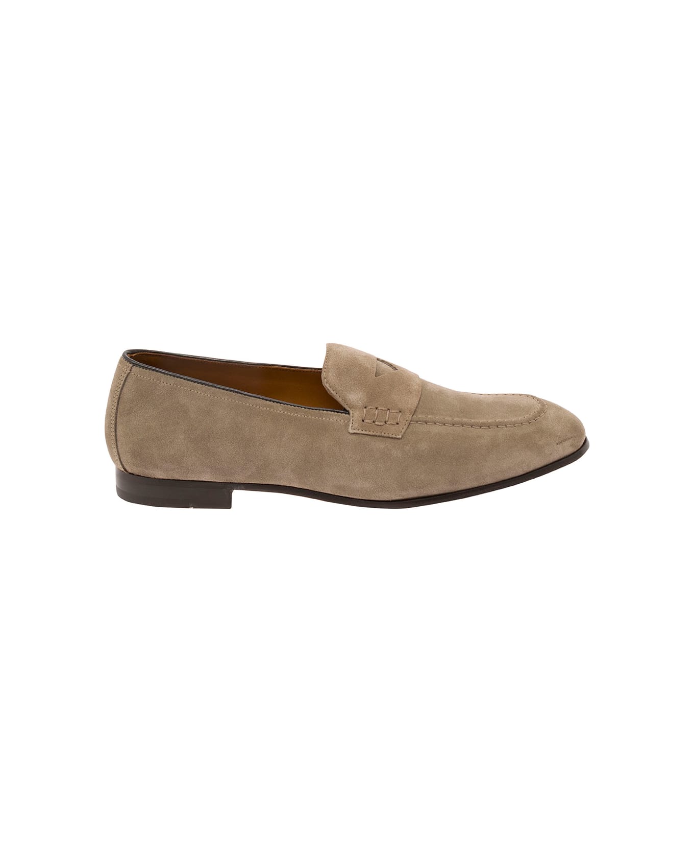 Doucal's Beige Pull-on Loafers In Suede Man - Beige ローファー＆デッキシューズ