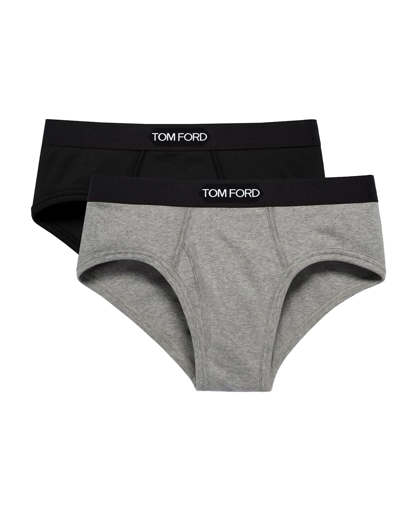 Tom Ford Bipack Brief Stretch Cotton Slip - BLACK / GREY