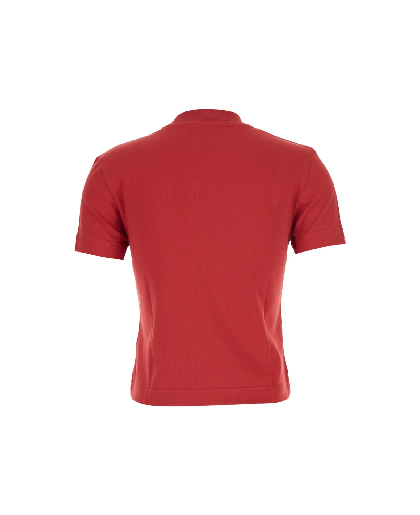 Jacquemus 
le T-shirt Gros Grain
 Red Crewneck T-shirt With Logo Patch On The Front In Cotton Stretch Woman - Red