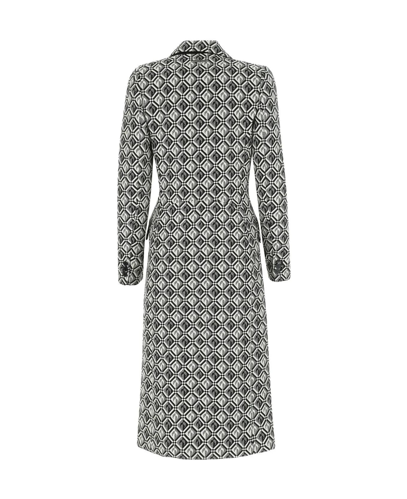 Marine Serre Embroidered Wool Blend Coat - Black