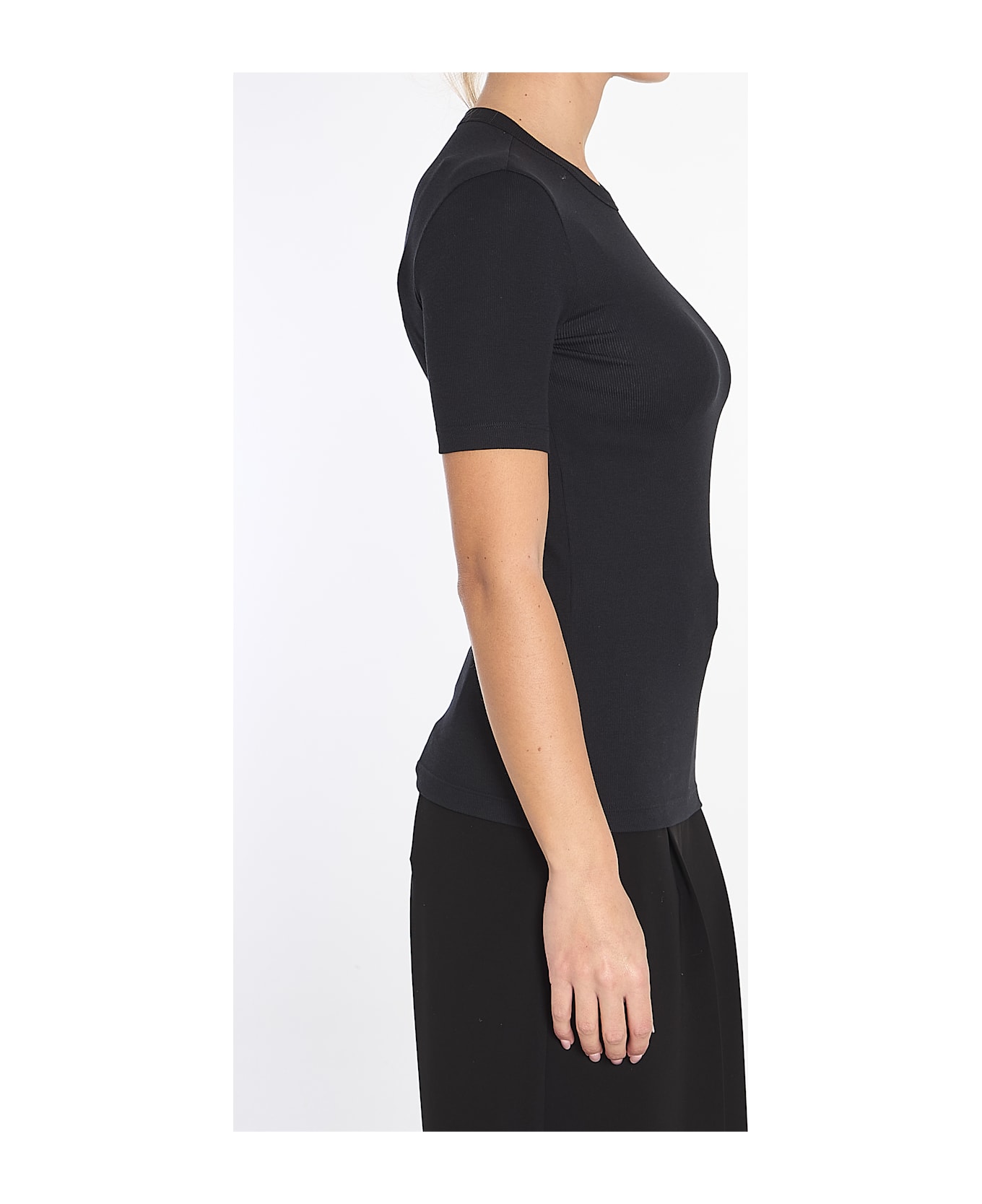 Totême Classic Ribbed T-shirt - BLACK
