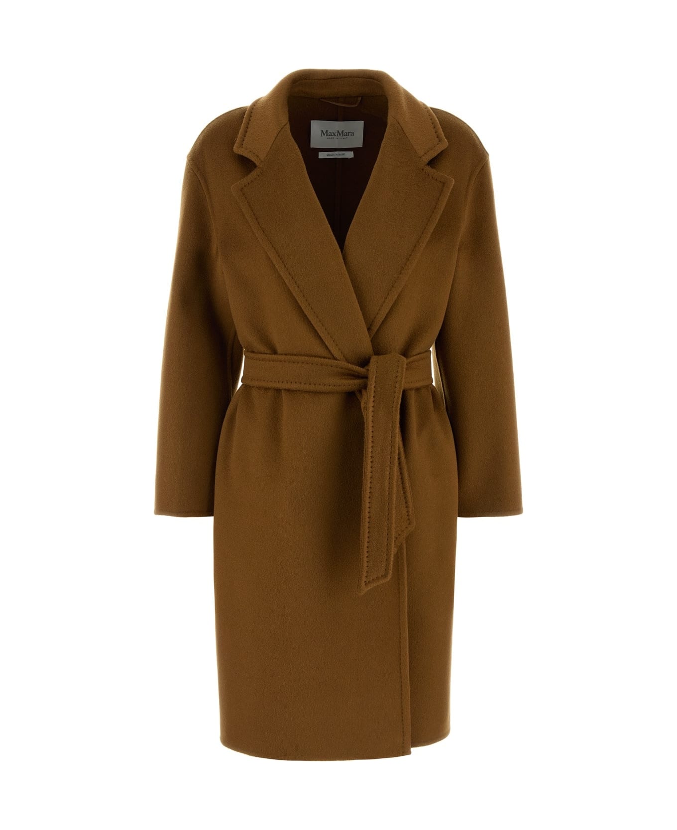 Max Mara Melinda Belted Long-sleeved Coat - Leather Brown