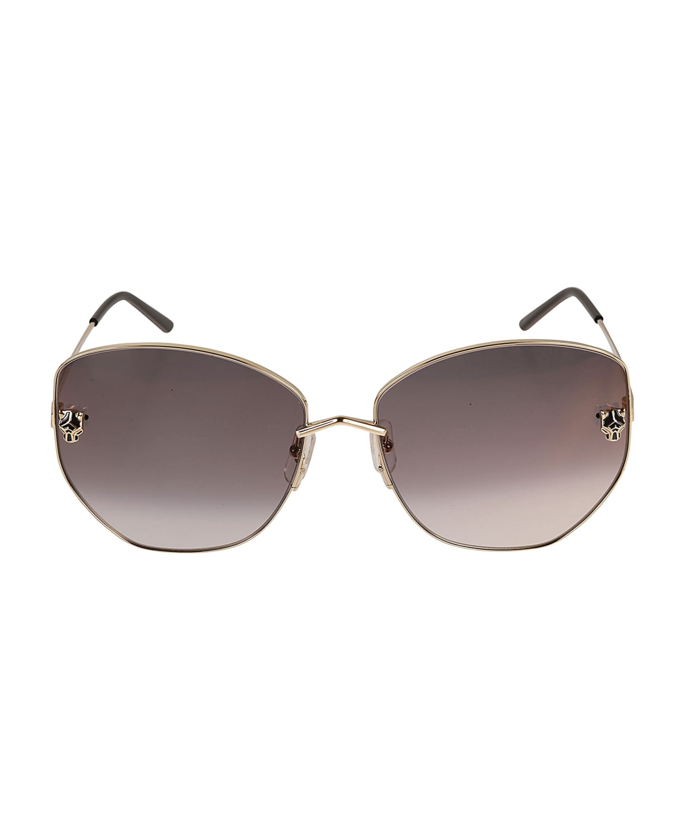 Cartier Eyewear Rectangular Curved 16US Sunglasses - Gold/Grey