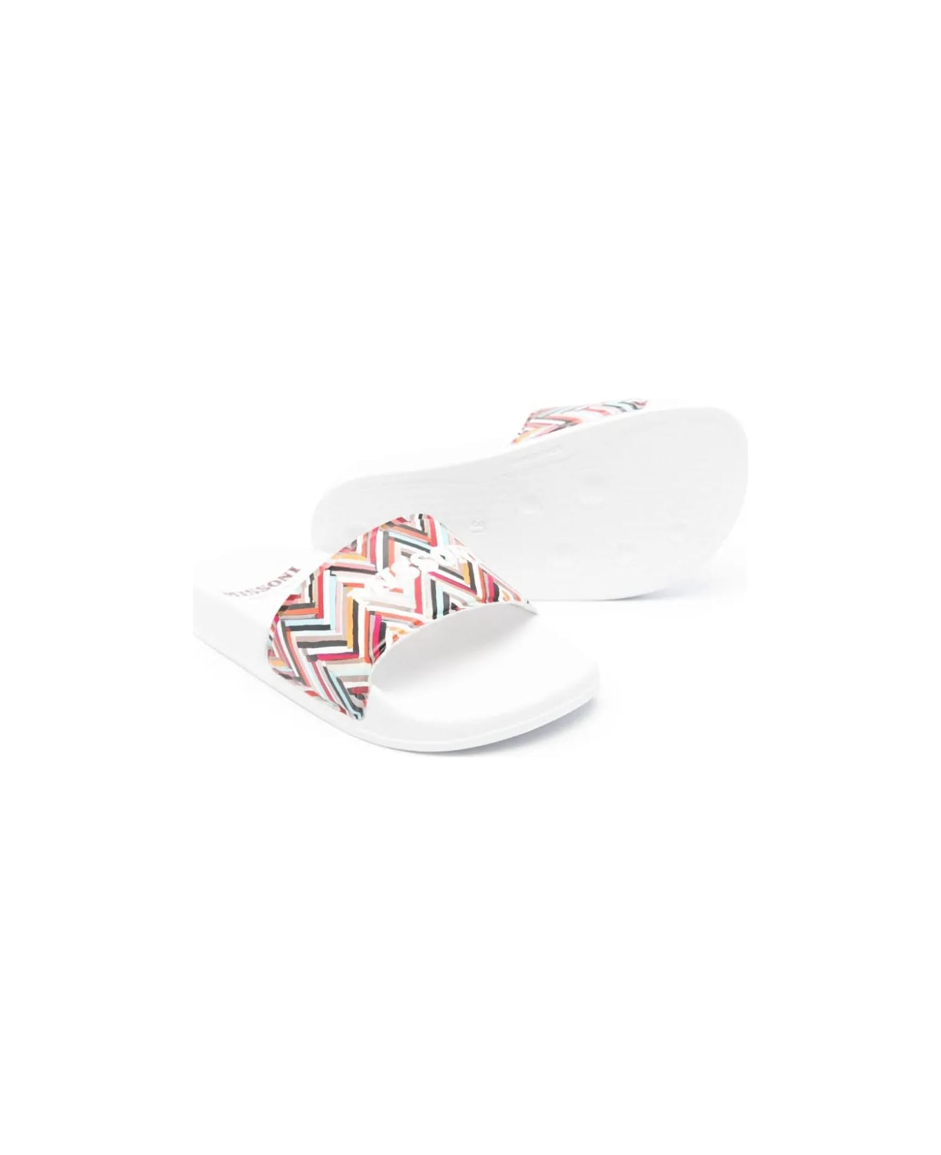 Missoni Kids Rubber Slippers With Logo And Blue Chevron Pattern - Multicolour
