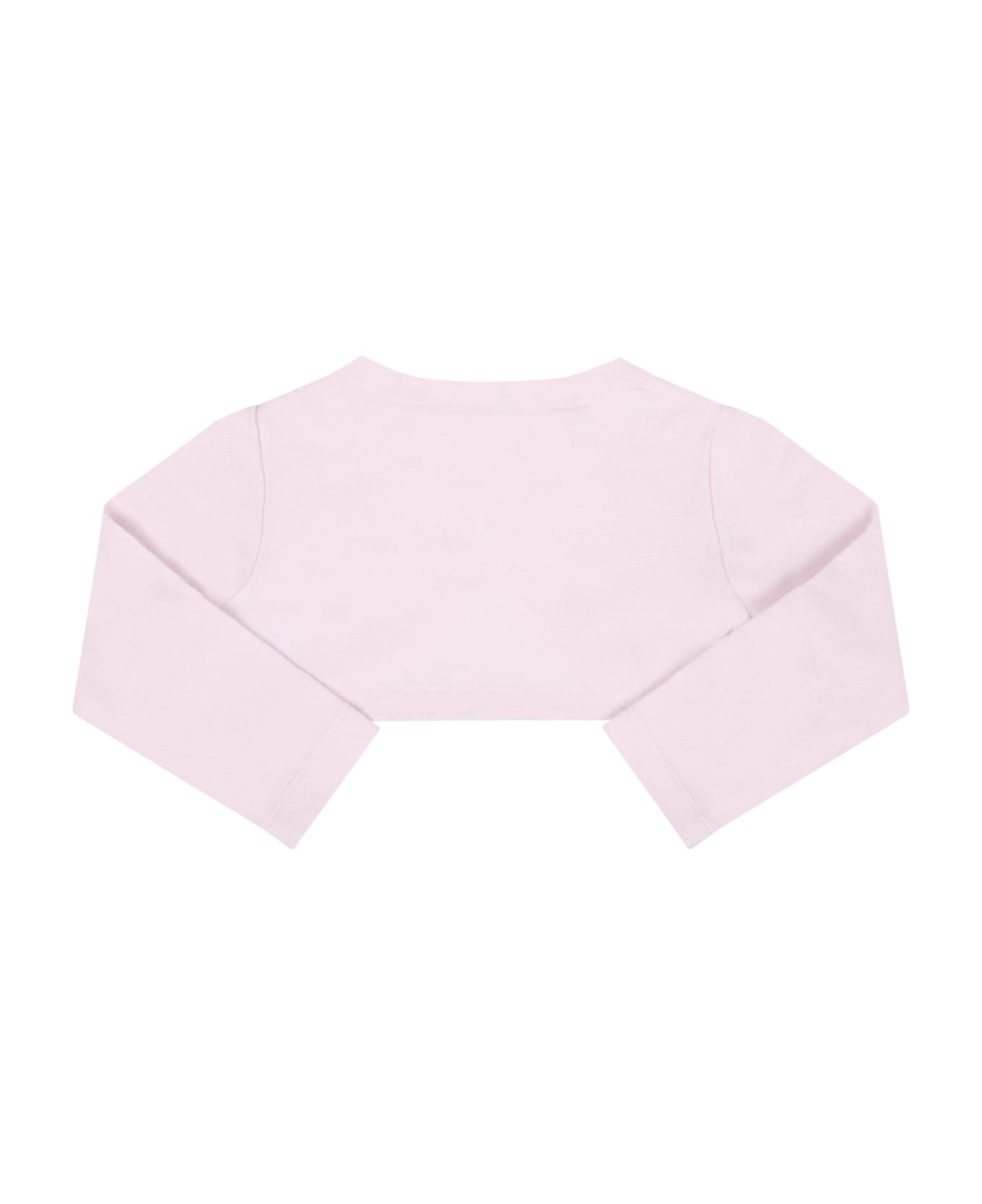 Monnalisa Pink Cardigan For Baby Girl With Logo - Pink