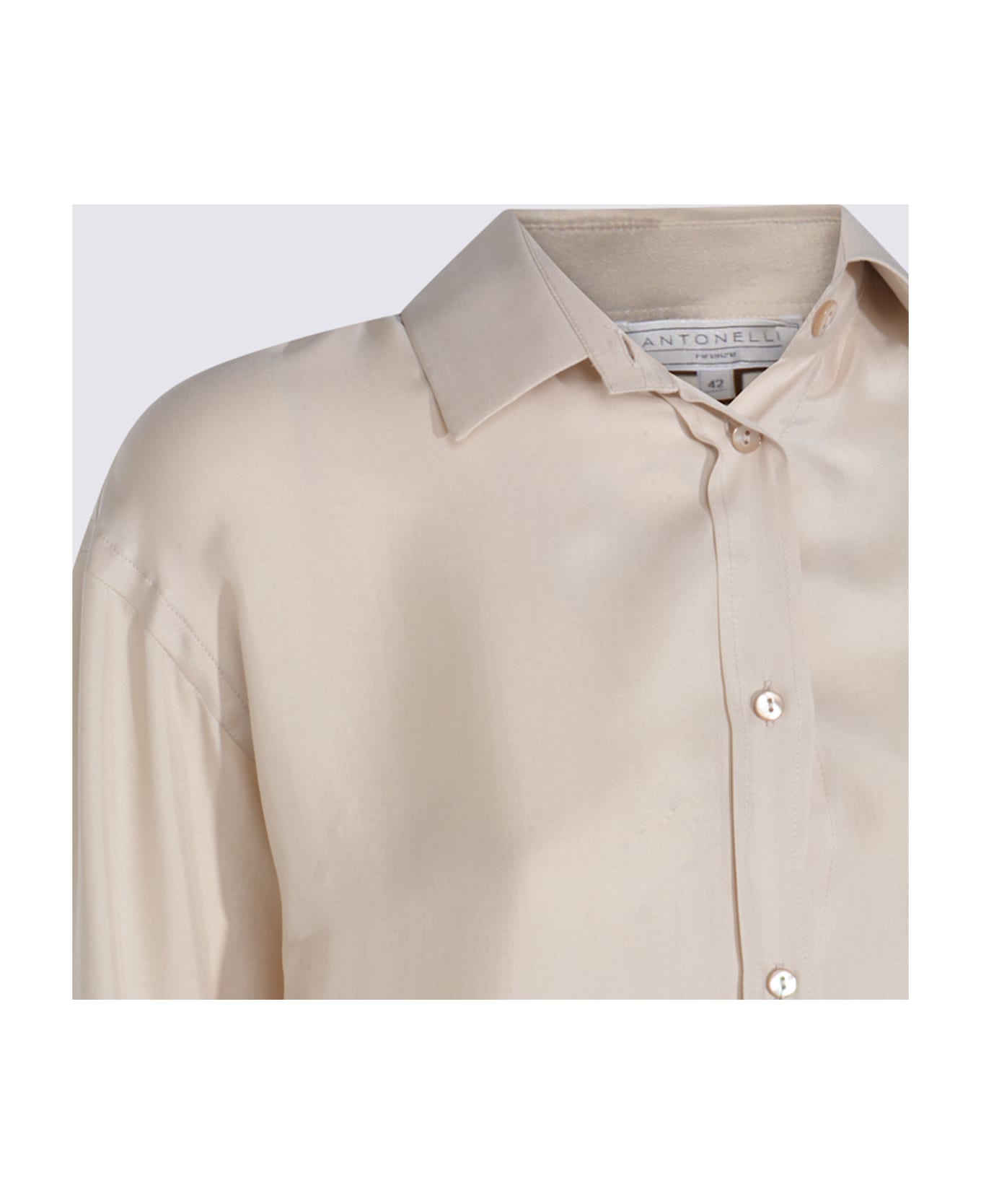 Antonelli Beige Silk Quirino Shirt - Beige