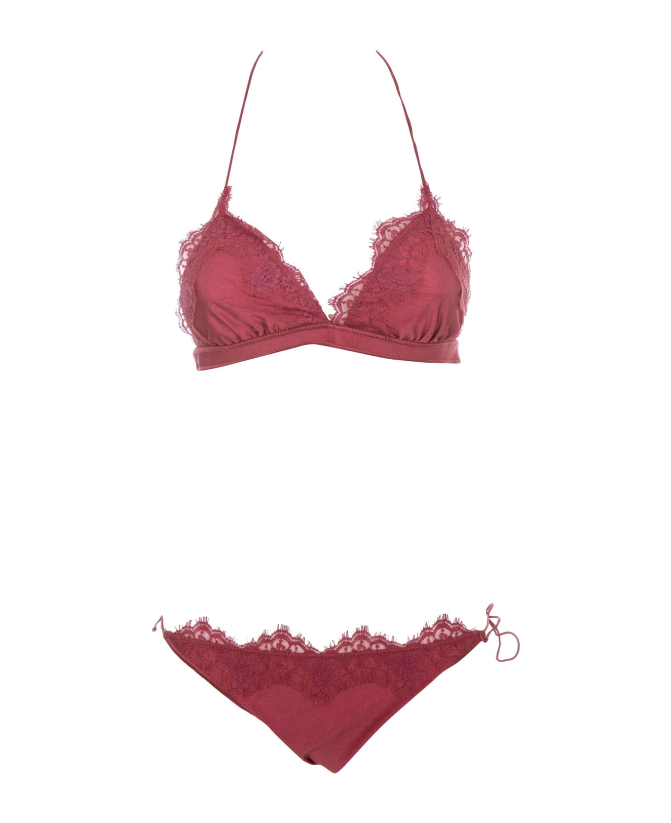 Oseree Floral Lace Detail Bikini