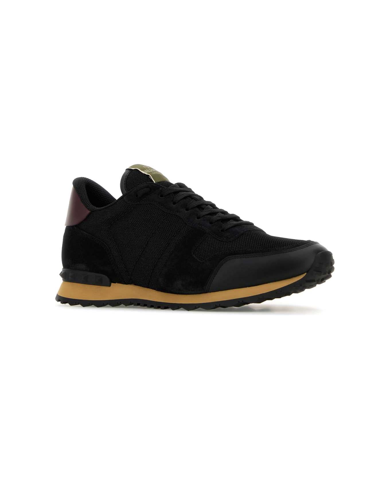 Valentino Garavani Black Fabric And Suede Sneakers - NERONERONERONERORUBINBENERONERO