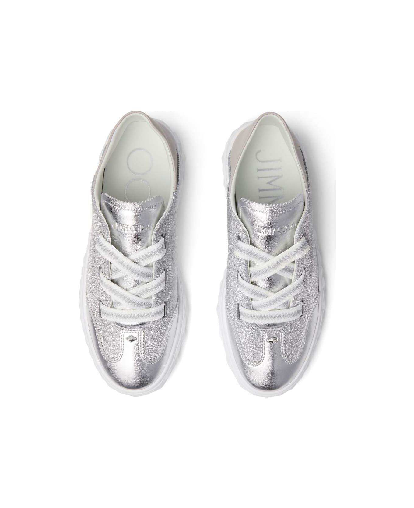 Jimmy Choo Diamond Light Leather Sneakers - Silver