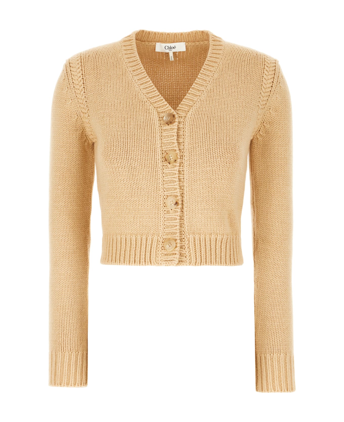 Chloé Beige Cotton And Cashmere Cardigan - ULTIMATE NUDE