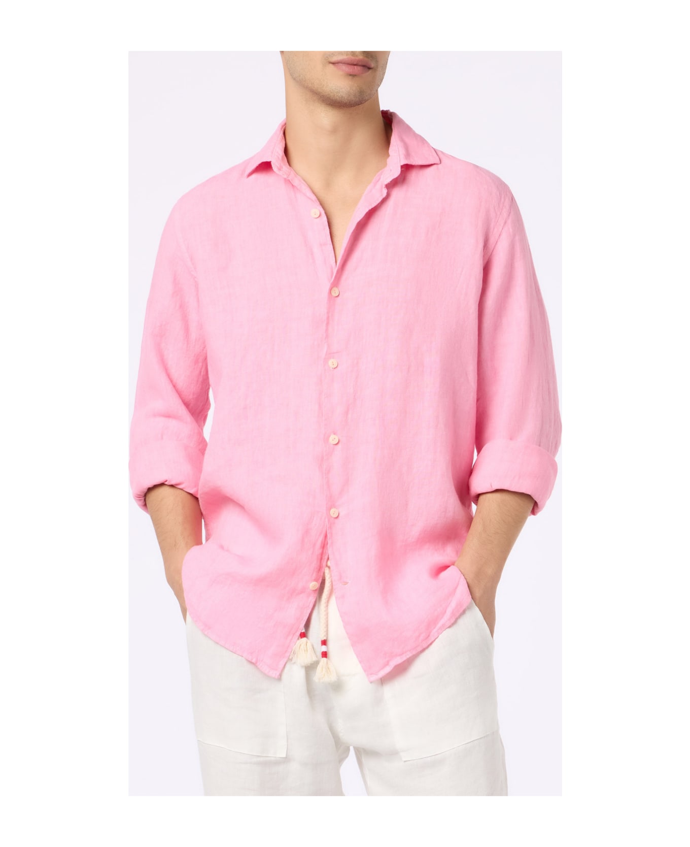 MC2 Saint Barth Man Pink Linen Shirt Pamplona - PINK