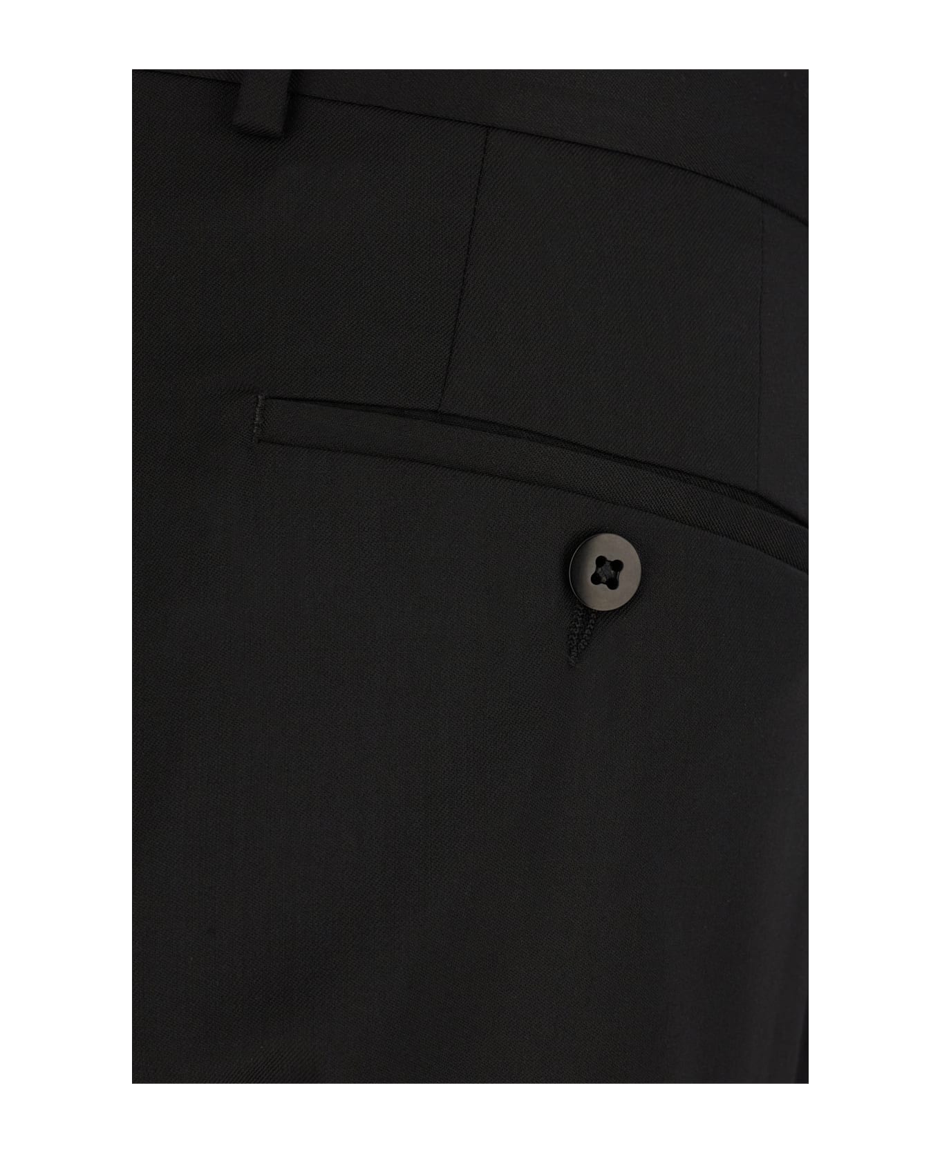 Zegna Black Wool Blend Pants - BLACK