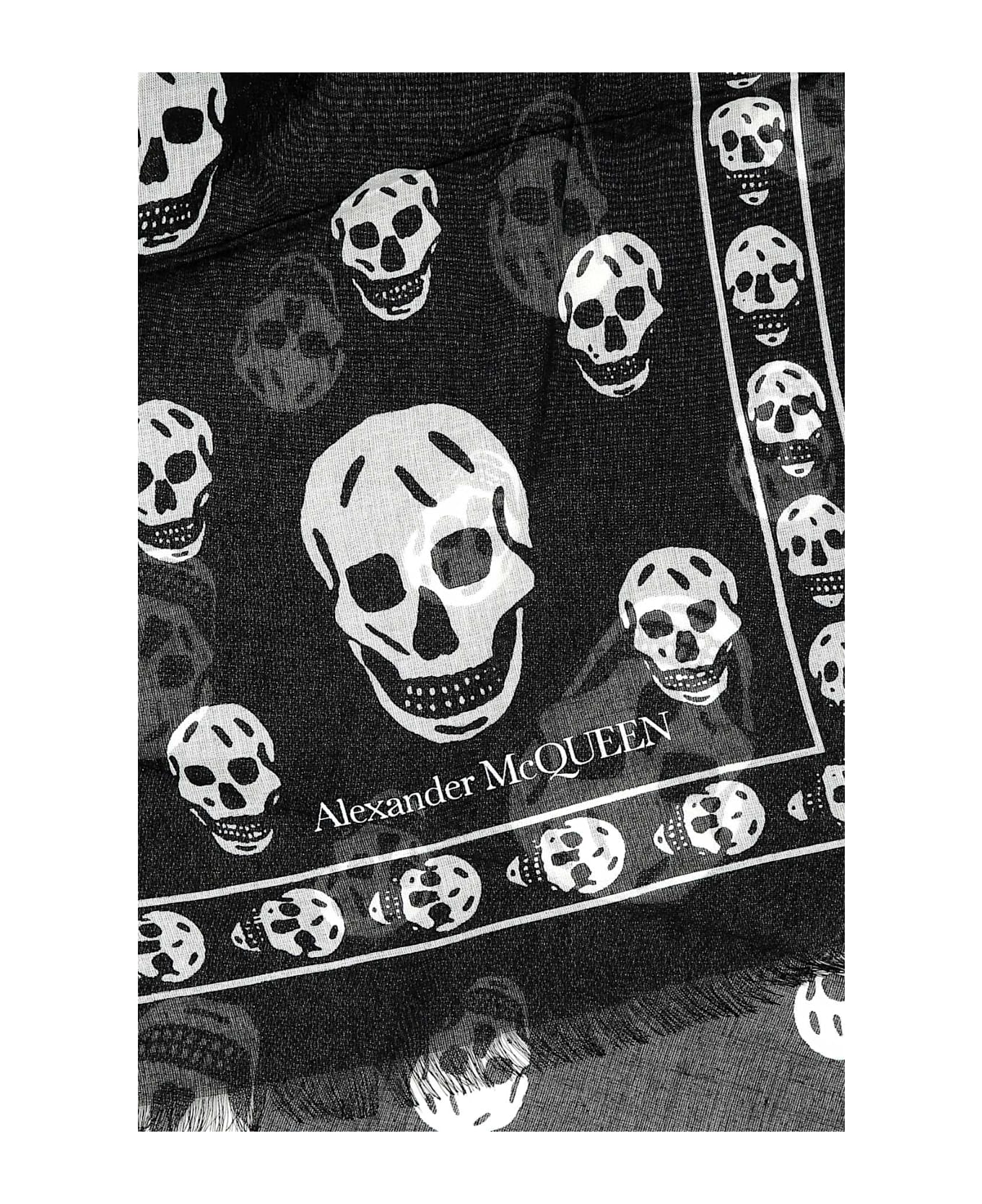 Alexander McQueen Printed Chiffon Foulard - BLACKIVORY