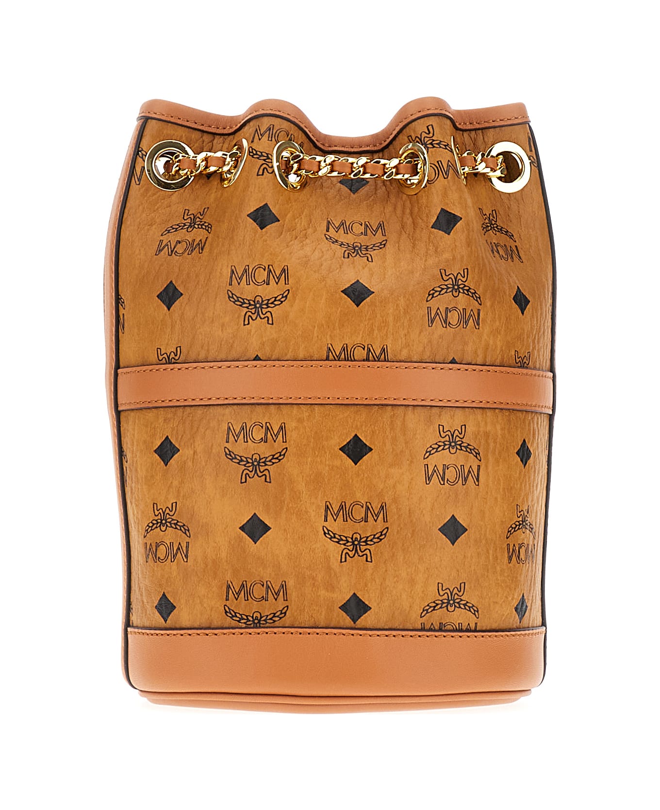 MCM Printed Synthetic Leather Aren Chain Bucket Bag - CO