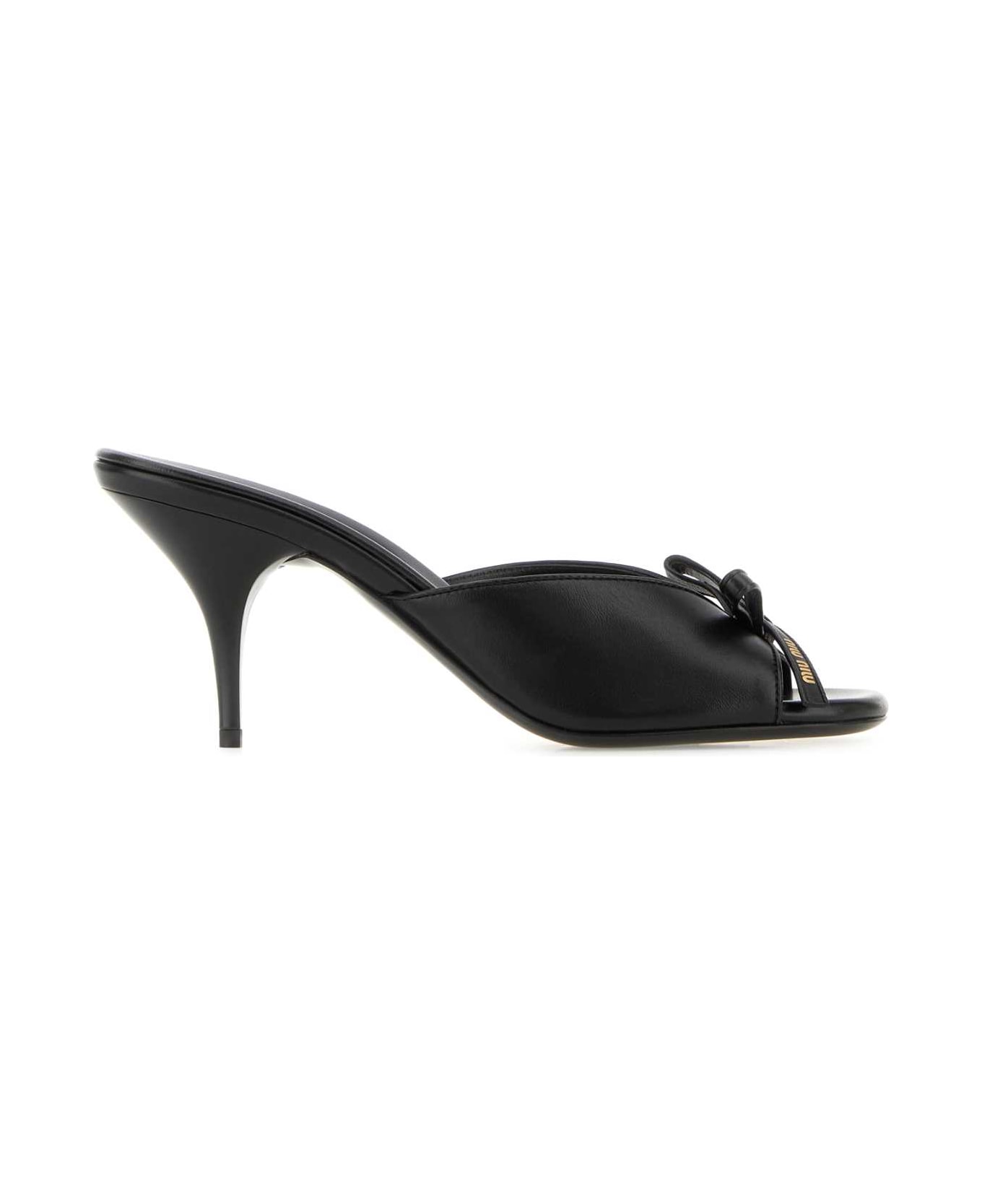 Miu Miu Black Nappa Leather Mules - NERO