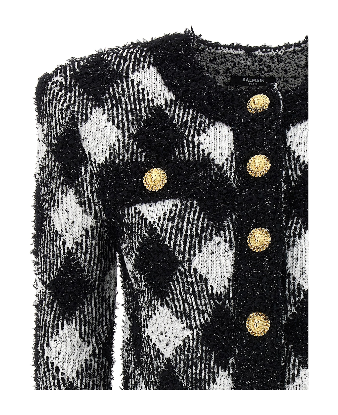 Balmain Vichy Tweed Short Jacket - White/Black