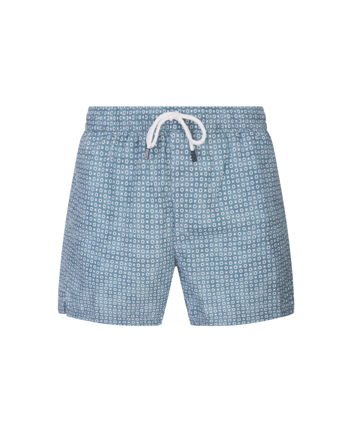 Fedeli Teal Blue Swim Shorts With Micro Pattern - Blue
