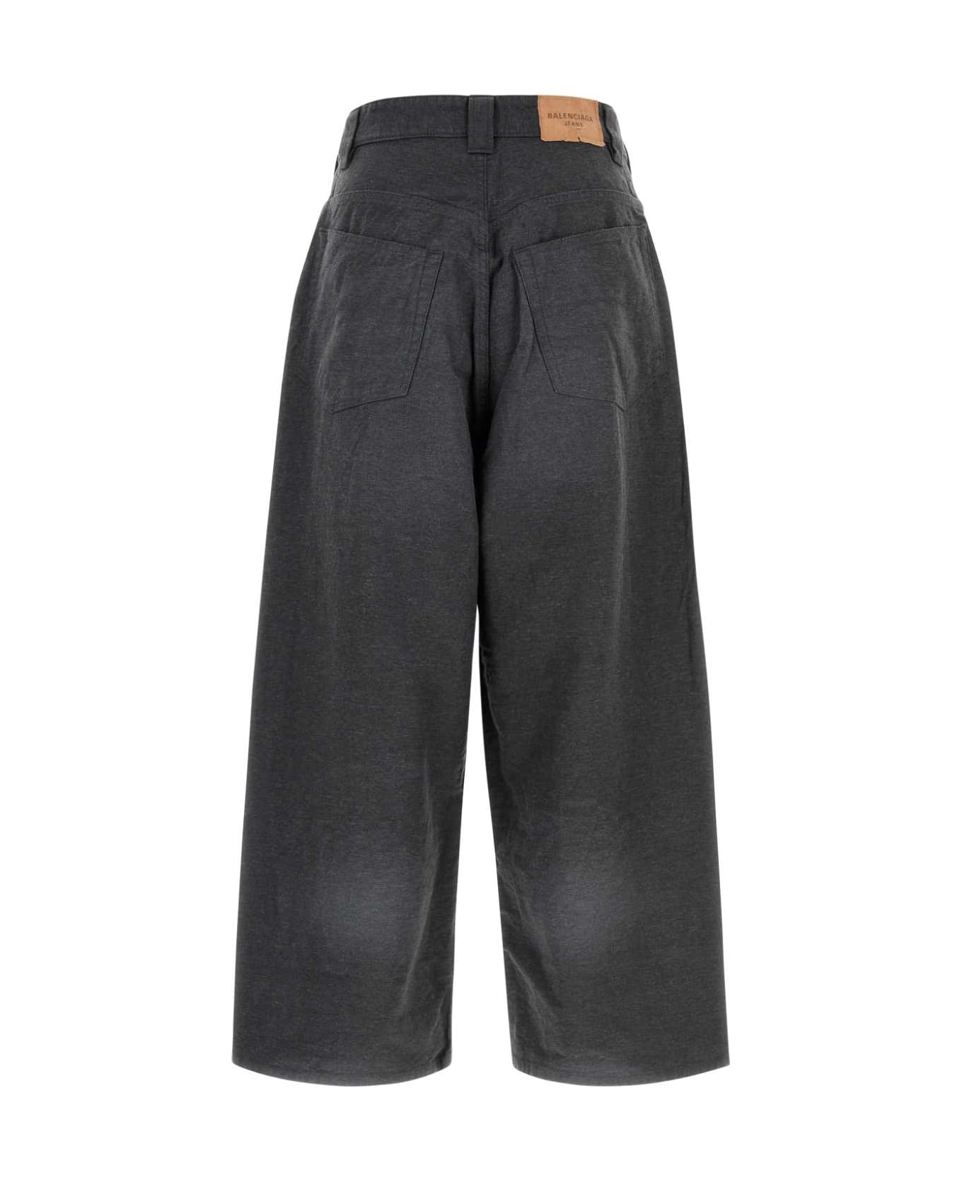 Balenciaga Charcoal Cotton Wide-leg Pant - ANTHRACITE