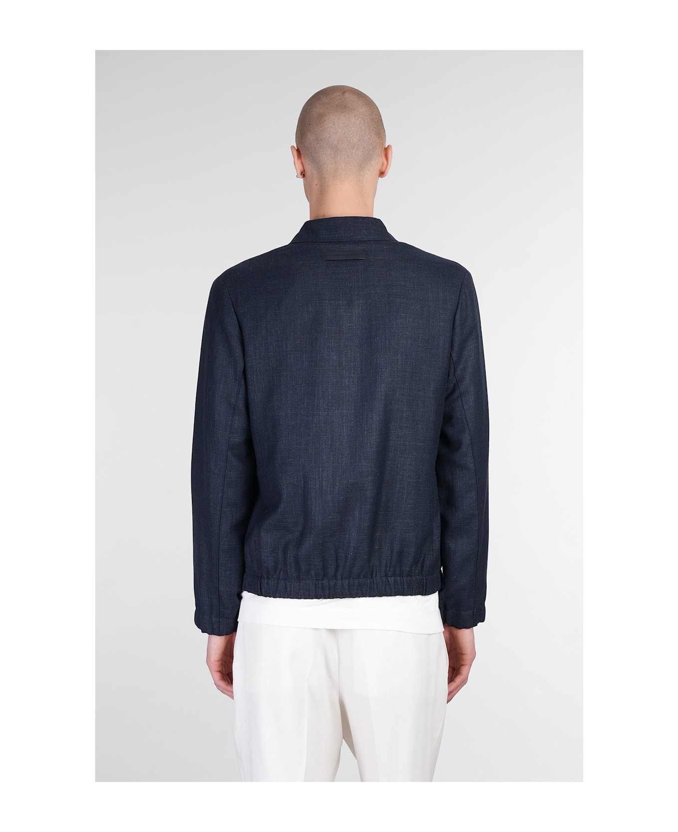 Zegna Casual Jacket In Blue Linen - blue