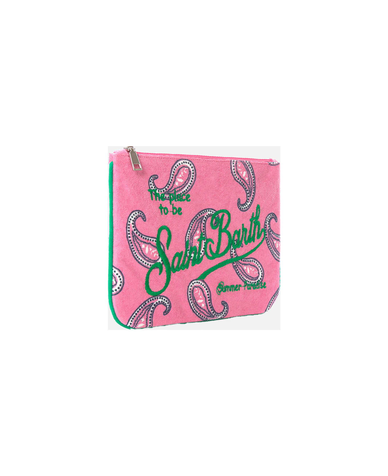 MC2 Saint Barth Parisienne Paisley Terry Pochette With Saint Barth Embroidery - PINK トラベルバッグ
