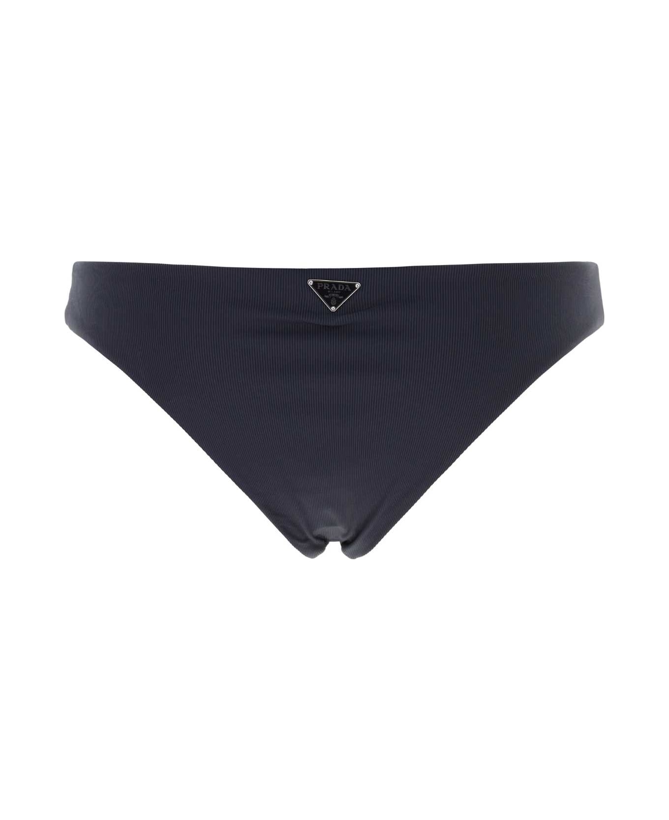 Prada Navy Blue Stretch Nylon Bikini Bottom - BLEU