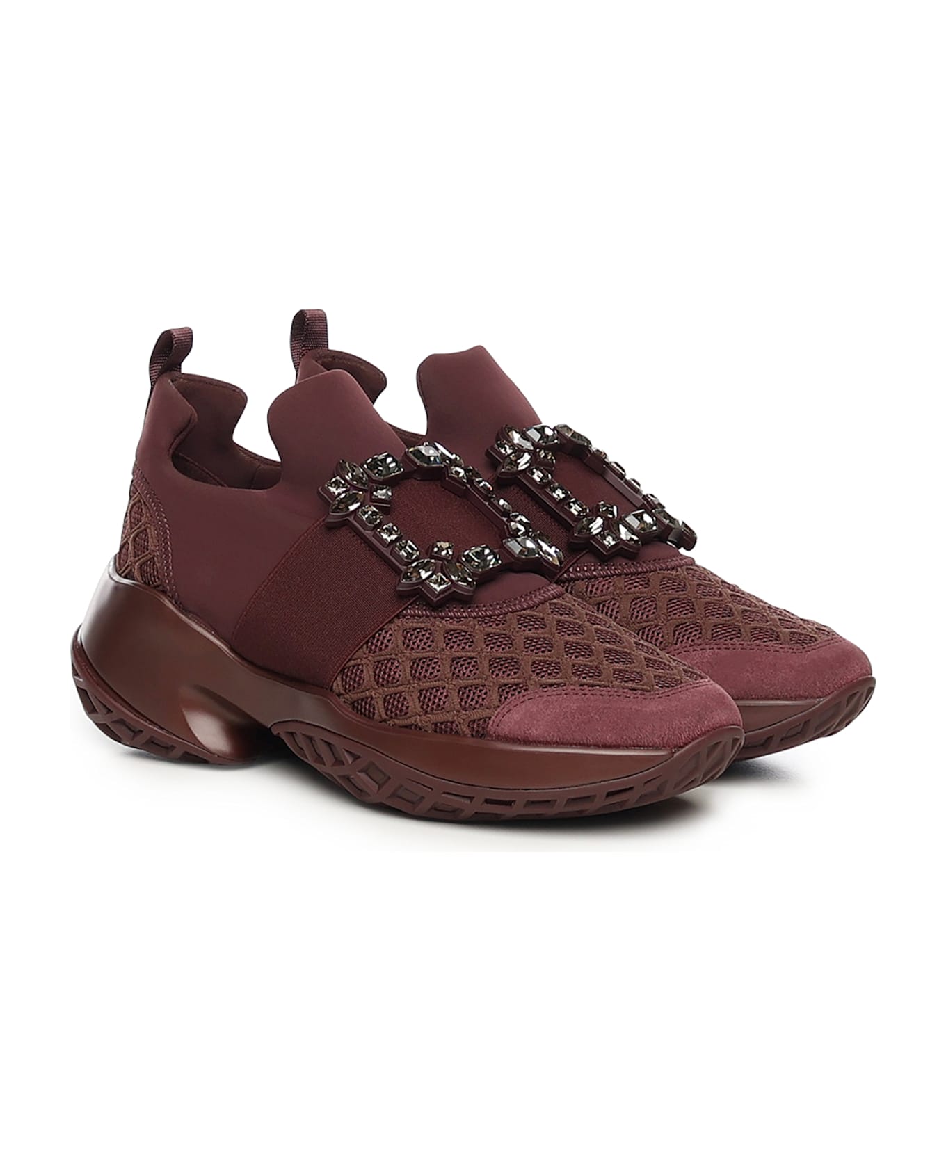 Roger Vivier Viv' Run Fabric Sneakers - Bordeaux