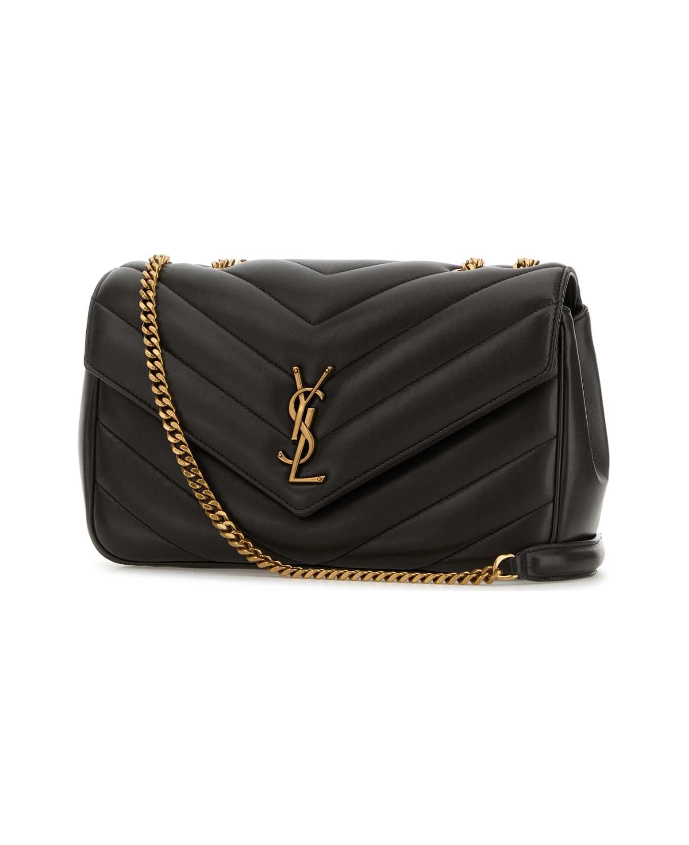 Saint Laurent Dark Brown Leather Medium Loulou Shoulder Bag - URBANCHIC