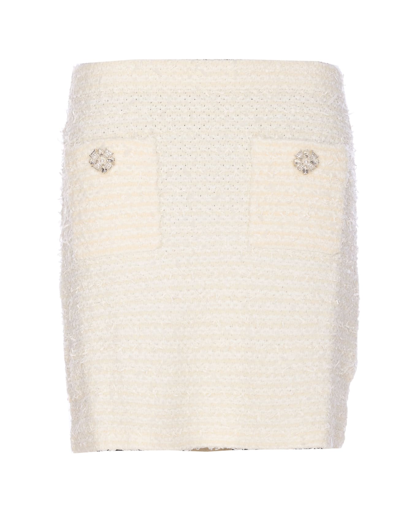 self-portrait Knit Mini Skirt - White