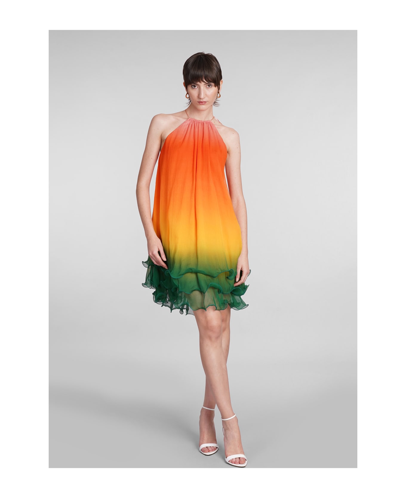 Casablanca Multicolor Silk Dress - RAINBOW GRADIENT